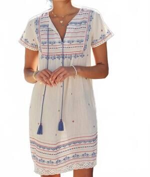 NEW M.A.B.E. elsa embroidered sundress in ecru/multi